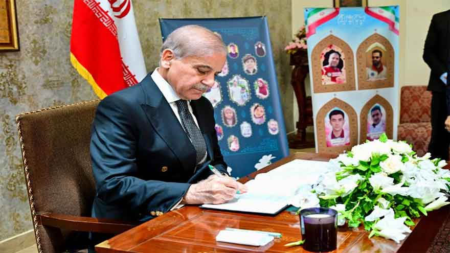 PM Shehbaz visits Iranian embassy, offers commiseration