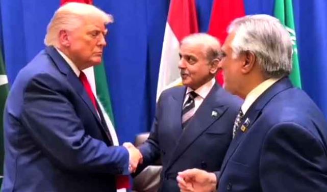 PM Shehbaz holds informal meeting with US President Trump