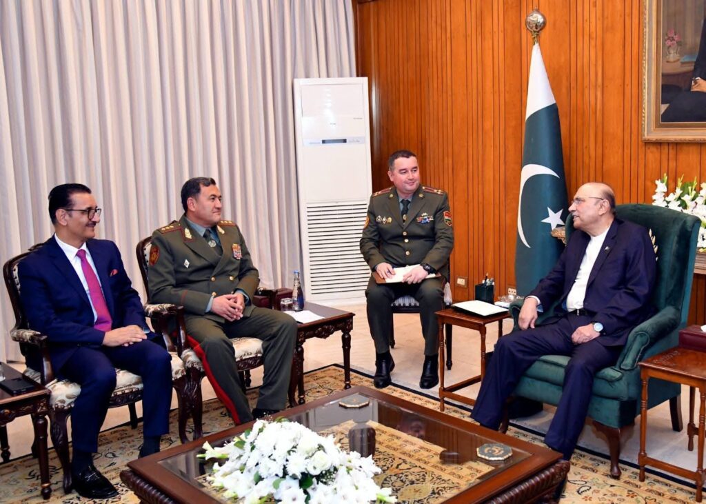 Colonel General Sabirzoda Emomali Abdulrahim, Defence Minister of Tajikistan, called on President Asif Ali Zardari at Aiwan-e-Sadr.