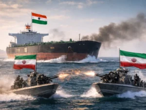 Revolutionary Guards fire on Indian oil tanker in Strait of Hormuz; waterway closed again